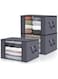 3 Pack Clothes Storage, Foldable Blanket Storage Bags, Storage Containers for Organizing Bedroom, Closet, Clothing, Comforter, Organization and Storage with Lids and Handle, Grey