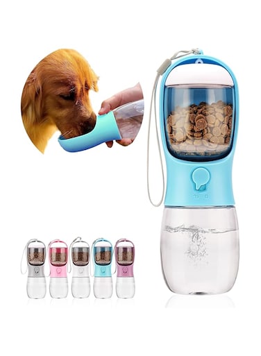AVELORA Dog Water Bottle,Portable Pet Water Bottle with Food Container,Outdoor Portable Water Dispenser for Cat,Puppy,Pets for Walking,Hiking,Travel,Puppy Essentials,Dog Stuff(10oz)