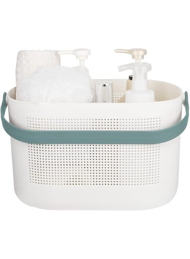 Plastic Storage Baskets with Handles, Shower Caddy Shelf Organizers Basket for Bathroom, Kitchen, Dorm Room, Green