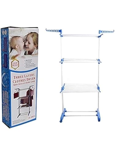 Icome 3Tier Stainless Laundry Organizer Folding Drying Rack Clothes Dryer Hanger Stand