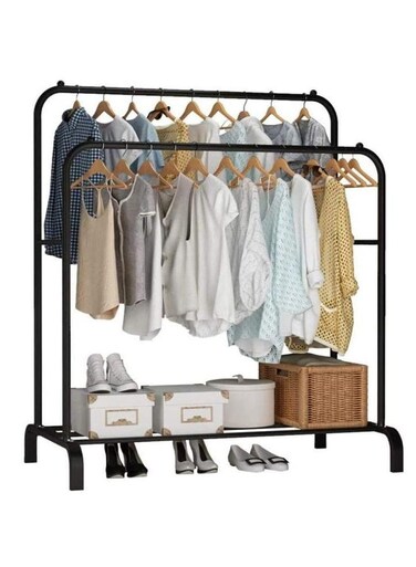 Double Rods Metal Clothes Organizer Black