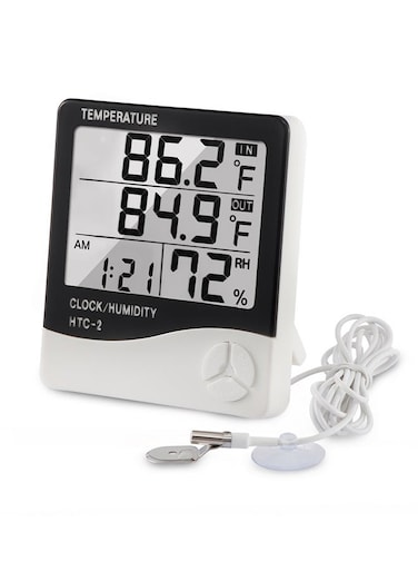Digital Display Hygrometer And Thermometer With Clock Black/White 10 &Atilde;&mdash; 10 &Atilde;&mdash; 2cm