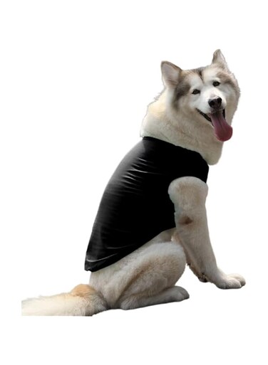 Summer Pet Clothing, Dog Clothes Blank T-Shirts Ribbed Tanks Top Thread Vests for Bulldog Large Medium Small Dogs (Black, S)