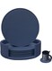 Set of 6 Soft Leather Drink Coaster Round Coaster with Sewing Around, Suitable for Various Cups, Wooden Tables,Home Decoration,4 Inches (Navy Blue)
