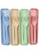 YHRY 4 Pcs Plastic Cutlery Set, Portable Utensils with Case, Eco Friendly Reusable Utensils Plastic Spoon Chopsticks Fork, Easy to Store, for School Office Travel Picnic Camping Outdoor Use