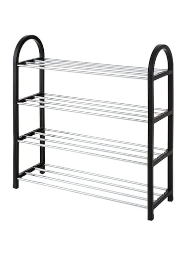 Dubai Gallery 4-Tier Shoe Rack Storage Organizer Black/Silver 58Centimeter