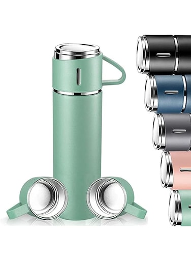 Vacuum Insulated Flask 500ml/17.6oz Stainless Steel Thermo Bottle with 3 Cups for Coffee Water Hot and Cold Drink Flasks.