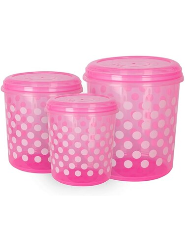 Esqube Presto Container Set 5/7/10 (Jelly Printed) - Pink