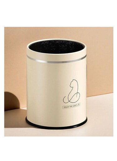 Kitchen Garbage Bin, Bathroom Wastebasket, Plastic Large capacity Trash Can, Living Room Kitchen Bathroom Round Waste Bin, Air Pressure Adsorption (White, 16L)