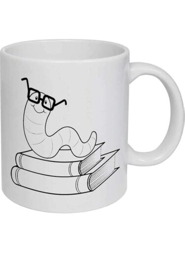 Voltx Design Book Worm Stainless Steel Travel Mug, Leakproof Insulated Thermal Cup, Car Portable Travel Coffee Cup Mug, Vacuum Insulated(VTX-590)