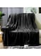 Silky Soft Flannel Microfiber Bed Blanket King Size Ultra Plush Light Weight Throw Blanket Black 200x220cm
