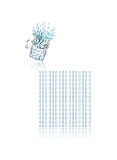 Sweet seven Blue Striped Paper Straws - 100 Pack - Party Drinking Straws for Celebrations, Weddings, Baby Showers, and More