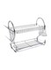 2-Shelf Dish Rack With Draining Tray And Utensil Holder Silver