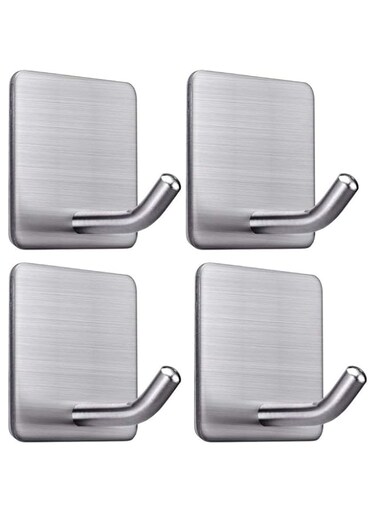 TERRIFI Durable and Waterproof Adhesive Hooks - Stick on Wall Hangers, Stainless Steel, Ideal for Bathroom, Kitchen