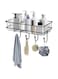 Plantex GI Steel Multipurpose Bathroom Shelf with Hooks/Towel Holder/Rack/Bathroom Accessories - Wall Mount (Black)