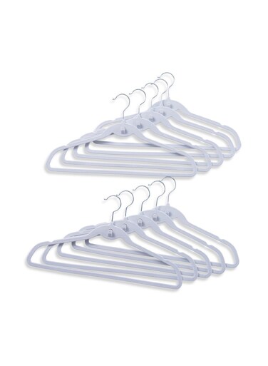 Home Giorgia 10-piece Velvet Suit Hanger with Notches 44.5x23.5x0.5cm - White