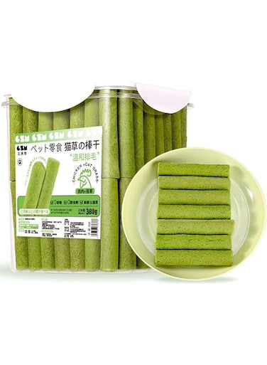 MERGEKO 380g Catnip Toy Cat Grass Treats for Cat, 60PCS Natural Dried Snacks for Cats, Edible Cat Chew Toys, Kitten Treats Stick for Cleaning Teeth Remove HairBall