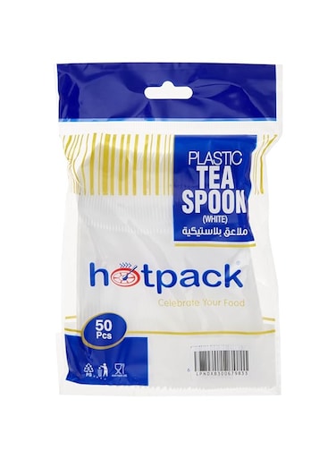 Hotpack Disposable Plastic Tea Spoon , White- 50Pcs