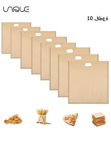 10 Piece Nonstick Reusable Toaster Bag - Fiberglass Heat Resistant Toaster Bag - For Baking Cheese Sandwich - Toaster Set