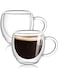 Double Walled Glass Coffee Mugs with Handle, Large Insulated Layer Coffee Cups, Clear Borosilicate Mugs, Perfect for Espresso, Cappuccino, Tea, Latte Clear 250ml