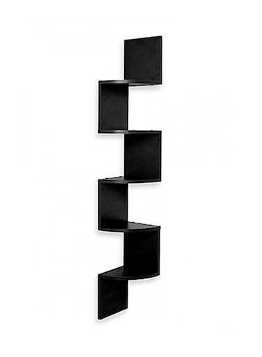 Zig Zag Floating Wall Corner Shelf Black 123x19x19centimeter