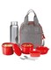 MILTON 8-Piece Lunch Box Set with Insulated Bag &amp; Cutlery - Includes 3 Microwave Safe Inner Steel Food Containers (180ml, 320ml, 450ml), 100ml Plastic Box, 750ml Bottle, Office Tiffin- Savor - Red