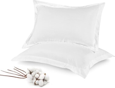 Zen 100% Egyptian Cotton Oxford Pillowcases - 800 TC Luxury Cooling Sateen, Ultra-Soft &amp; Hypoallergenic - Standard Size 50x75cm, Pair Pack