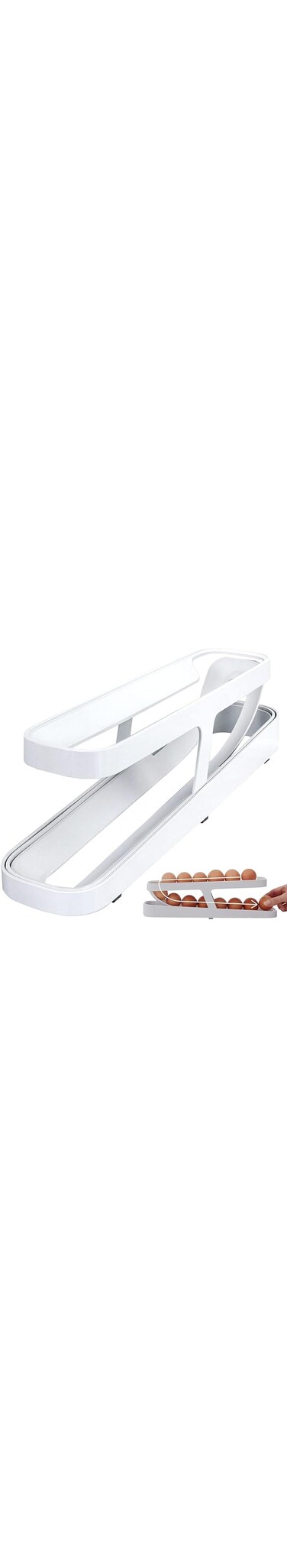 Rolling Egg Holder,Auto Rolling Design Egg Container - Space Saving Kichen Countertop Organizer, 2 Tier Egg Container Tray for Fridge Countertop Pantry Generic