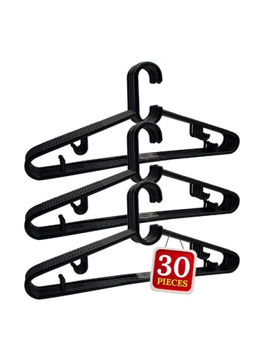 Plastic Hangers, Set of 30, Non-Slip Clothes Hanger for Wardrobe, Closet Storage and Space-Saving Organisation