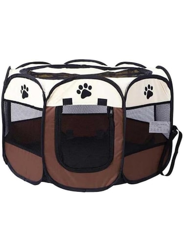 K&amp;H Pet Products KH Portable Foldable playpen Exercise Pen Kennel, Carrying Case for samll Dogs Small Puppies/Cats   Indoor/Outdoor Use   Water Resistant delivery room (S, coffe+white)