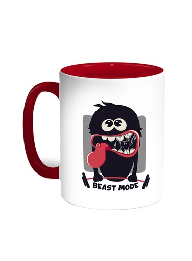 Beast Mode Printed Coffee Mug Red/White