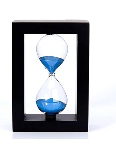 Sand Timer, 30 Minutes Wooden Black Frame with Blue Sand Decorative Hourglass for Tabletop Home Office School D&Atilde;&copy;cor