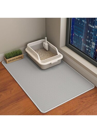 MostNow Cat Litter Mat,35"x24"Cat Litter Trapping Mat,Honeycomb Double Layer Design,Urine and Water Proof Material,Scatter Control,Less Waste,Easier to Clean,Washable (Grey)