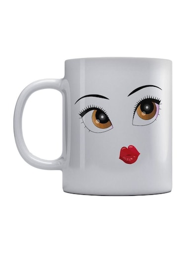 Anime Face Printed Mug White/Red/Black