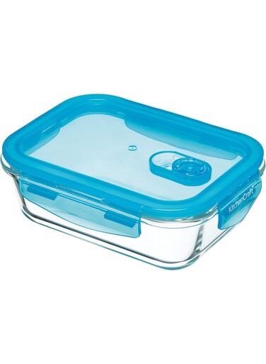 Glass Storage Container With Vent, Rectangular, 600Ml, 17X13X9Cm, Labelled