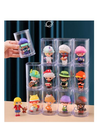 Clear Display Case,Creative Display Case, Clear Plastic Storage Box for Mini Toys,Dust-Proof Collectibles Action Figure,ollectibles and Miniature Figurine Collection, Stackable Dustproof Display Box for Dolls Height Under 10cm (12pcs)