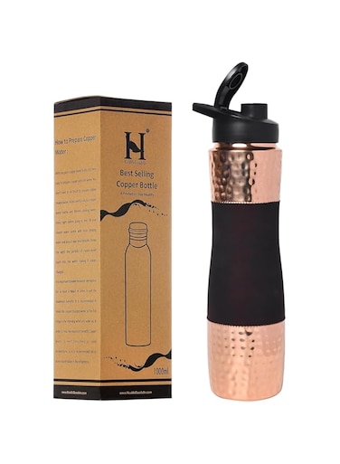Pure Copper Water Bottle with Sipper, 1000 ml Capacity Perfect for Gym, Office and Home use for Ayurveda Health Benefits
