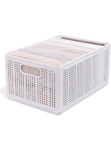 KASTWAVE Versatile Closet Organizer with Removable Dividers for Efficient Storage in Wardrobes, Drawers, and Offices, Sturdy and Stackable Design, Medium Size