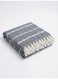 130 x 160 cm 400GSM Premium Cotton Throw Blanket in Navy Blue with decorative fringes and textured boho stripes for sofa bed and travel
