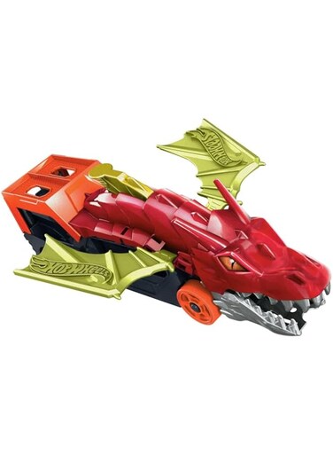 Hot Wheels City Dragon Launch Transporter, Spits Cars from its Mouth, Gift for Kids 3 Years &amp; Up