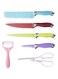 VIO&reg; 6 Piece Non Stick Colorful Kitchen Knife Set with Wavy Pattern Lightweight and Durable Knives for Easy Everyday Food Preparation and Cutting
