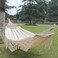 200x150cm Double Outdoor Camping Tassel Canvas Hammock with Stick &ndash; White