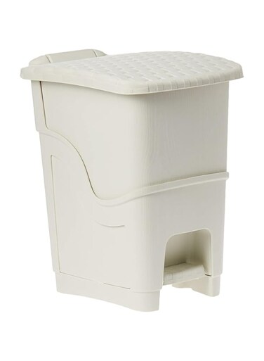 Rattan pedal Trash Bin-White