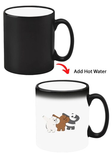 Color Changing Heat Sensitive Ceramic Mug, Image Revealed When HOT Liquid is Added! Bears dance