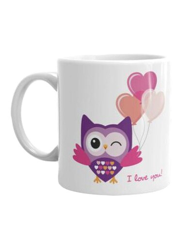 Qeen Printed Ceramic Coffee Mug White/Pink/Purple Standard