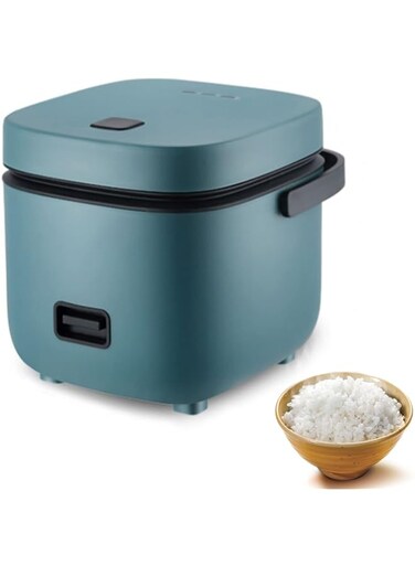 QJJML Small Rice Cooker for 2 people, Fully Automatic with Removable Non Stick Rice Pot, Quick Preparation Without Burning,Green