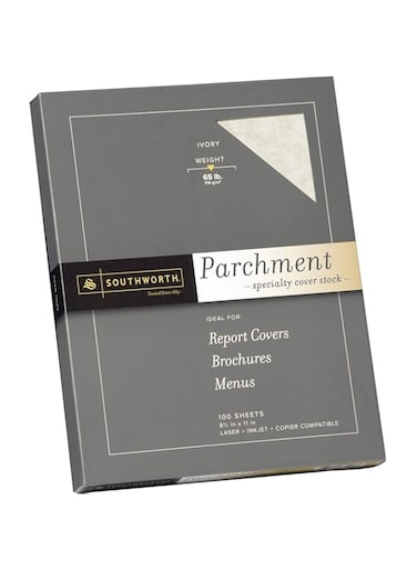 Southworth Parchment Cardstock, 8.5&rdquo; x 11&rdquo;, 65 lb/176 gsm, Ivory, 100 Sheets - Packaging May Vary (Z980CK)