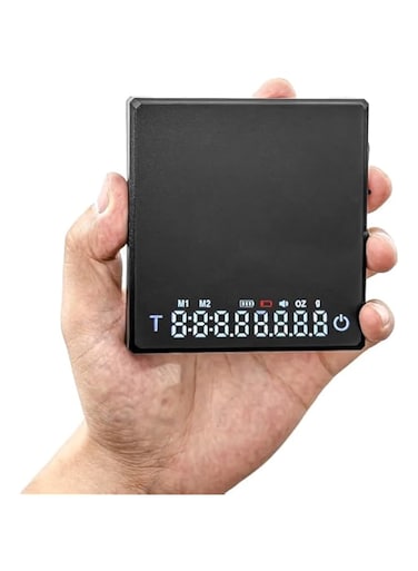KharWette Coffee Scale with Timer for Pour Over Espresso Type-C Rechargeable Smart Kitchen Sacle Auto Off LED Display with Waterproof pad 2000 Grams Black (Black, Mini)