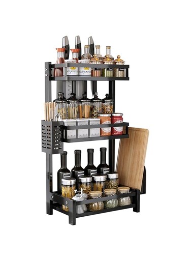 DAYONG Cabinet Organizer Shelf, 3-Tier Kitchen Counter Shelves, Kitchen Storage Seasoning Rack, Metel Standing Spice Rack for Kitchen