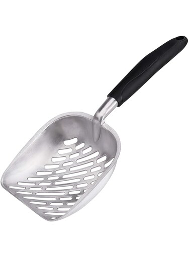 Oasisgalore Cat Litter Scoop Metal Pet Litter Scoop with Deep Shovel and Long Handle for Cats Dogs Litter Tray Scoop, Twill Stripes